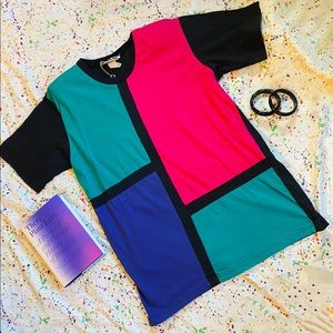 VTG 80s Forenza Color Blocked Top/Mini Dress-flexible size